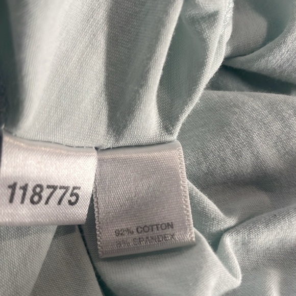 Vintage loft long sleeve top lace up side layered green white cotton stretch L - Picture 9 of 10